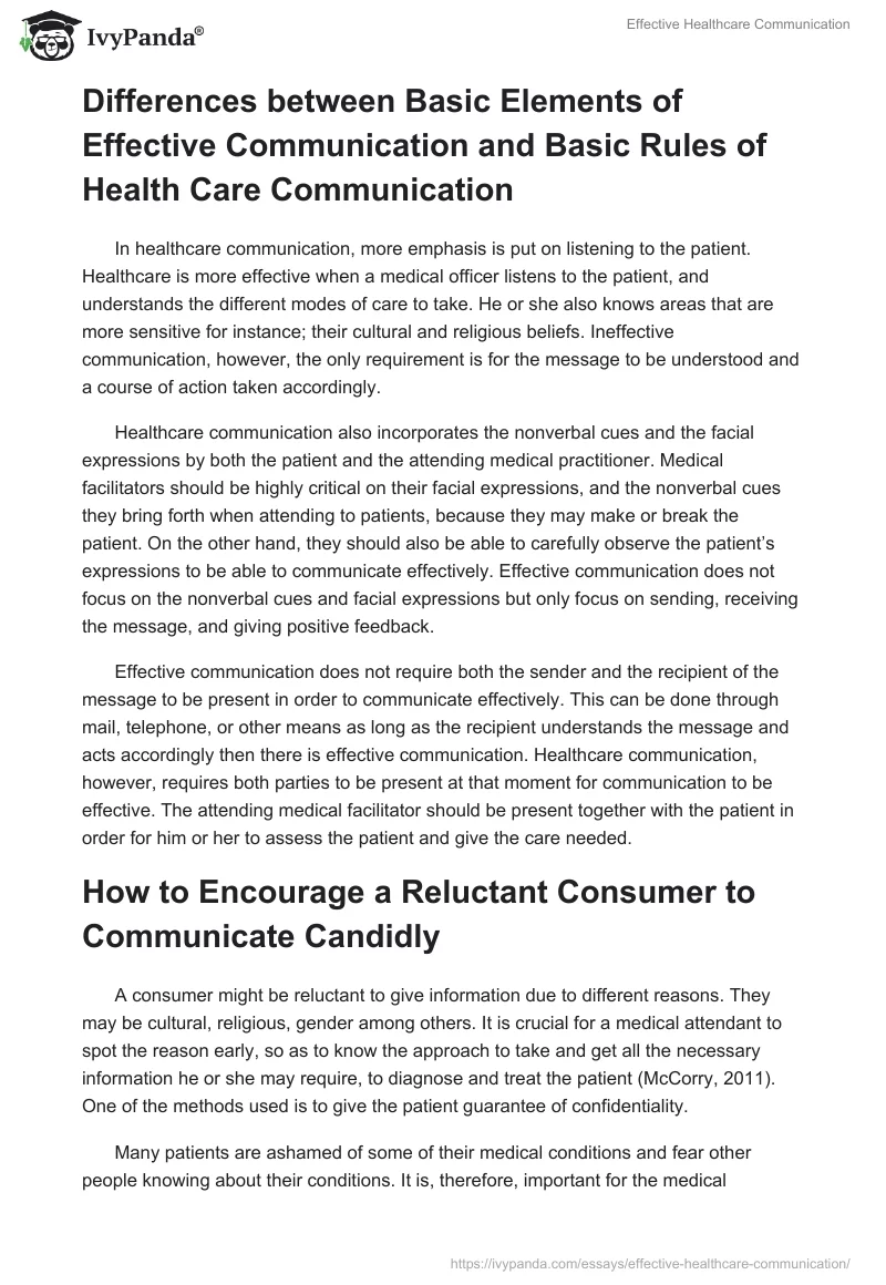 Effective Healthcare Communication. Page 2