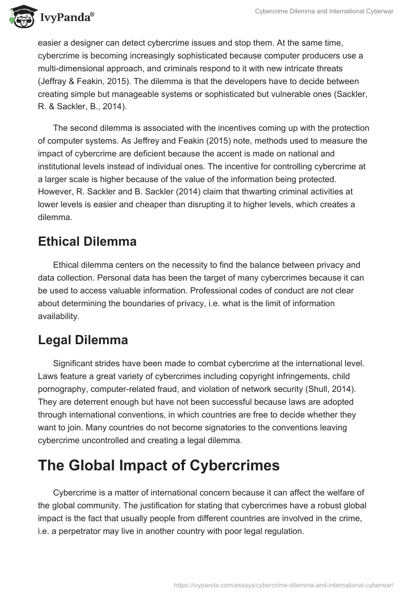 Cybercrime Dilemma and International Cyberwar. Page 3