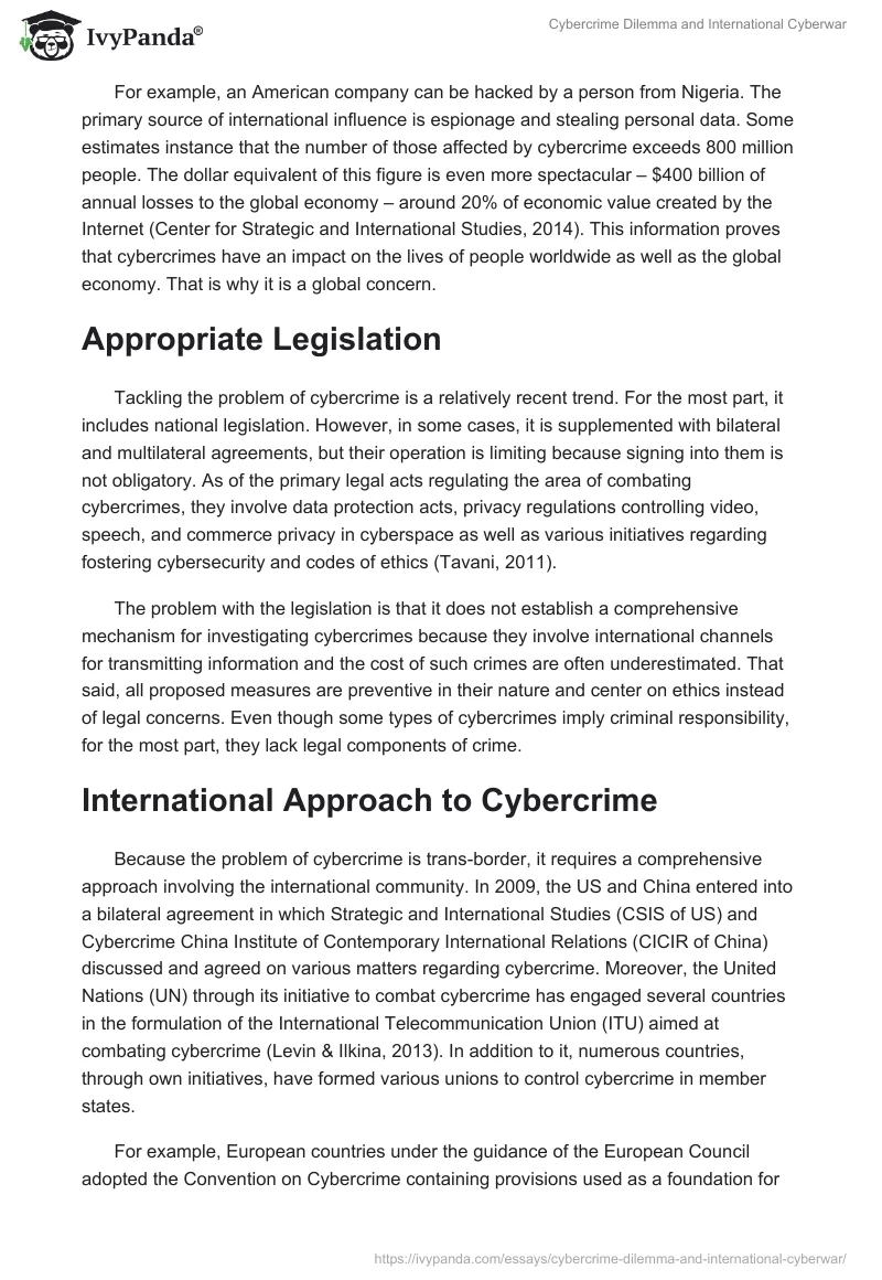 Cybercrime Dilemma and International Cyberwar. Page 4