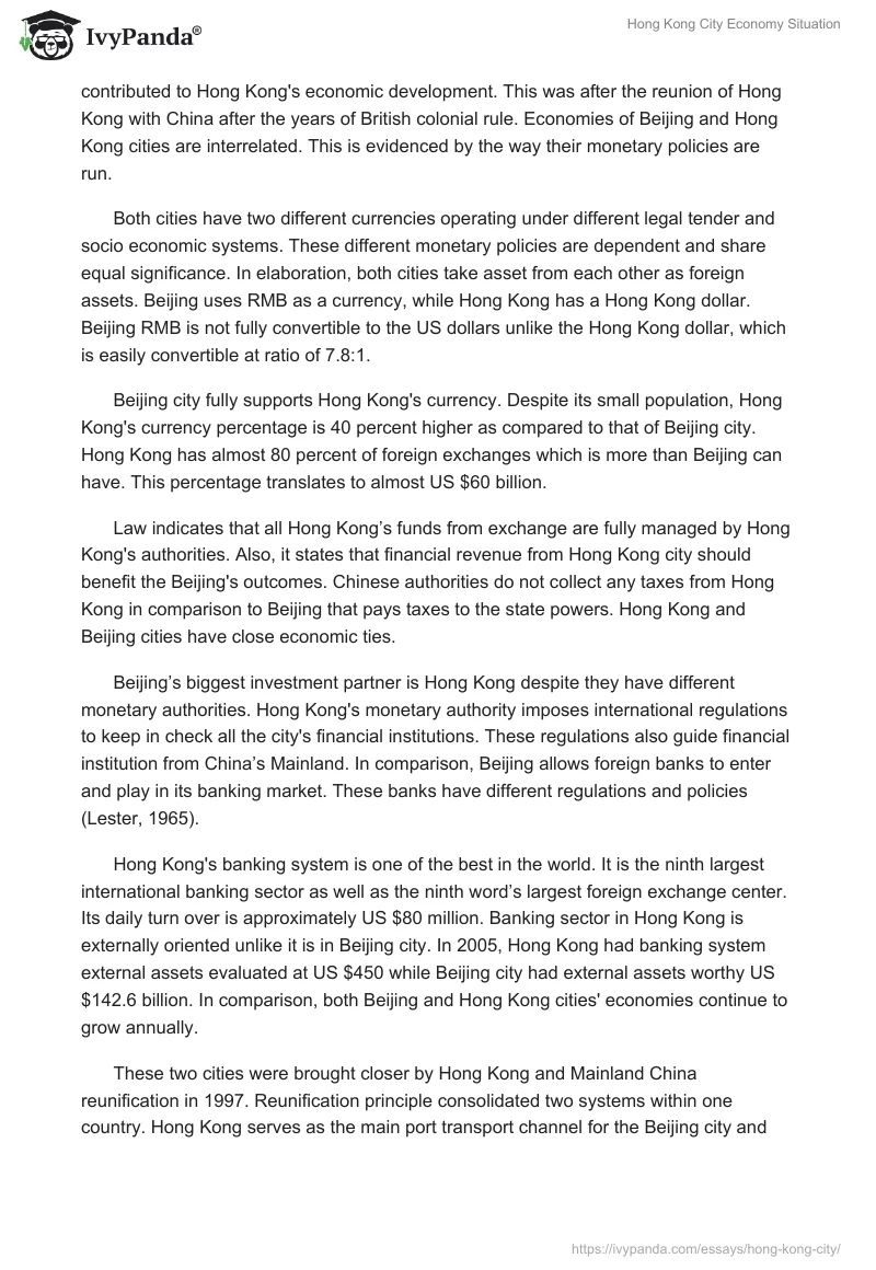 Hong Kong City Economy Situation. Page 2