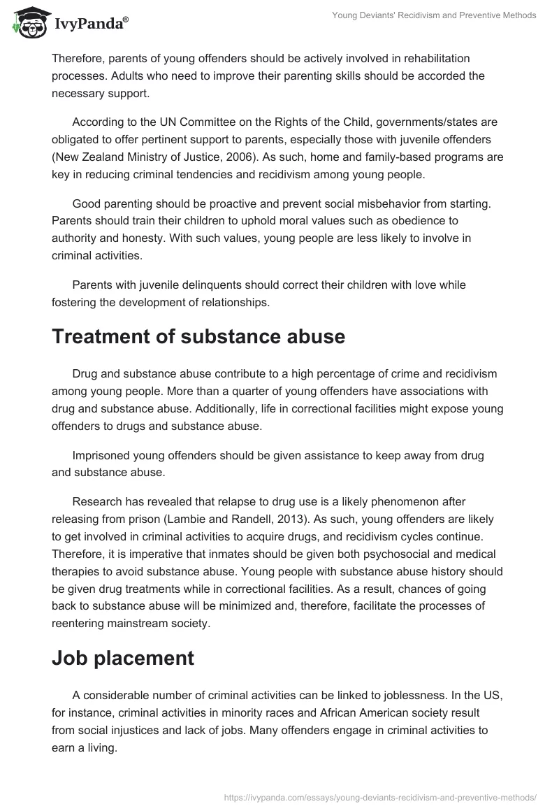 Young Deviants' Recidivism and Preventive Methods. Page 5