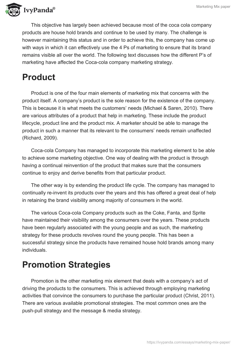 Marketing Mix paper. Page 2