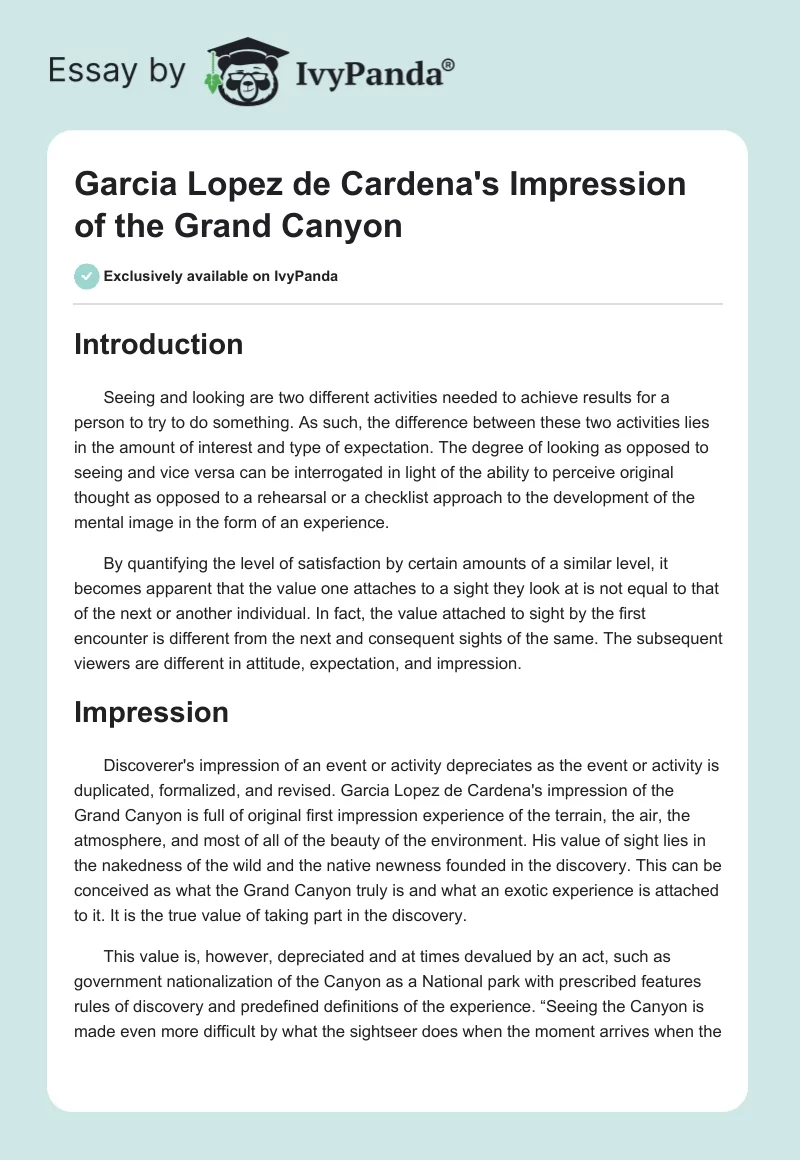 Garcia Lopez de Cardena's Impression of the Grand Canyon. Page 1