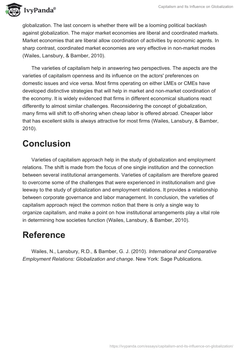 Capitalism and Its Influence on Globalization. Page 2