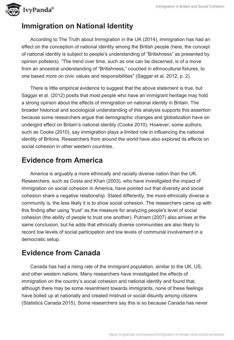 Immigration in Britain and Social Cohesion. Page 3