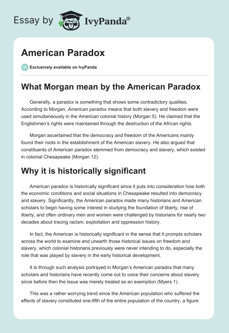 American Paradox. Page 1