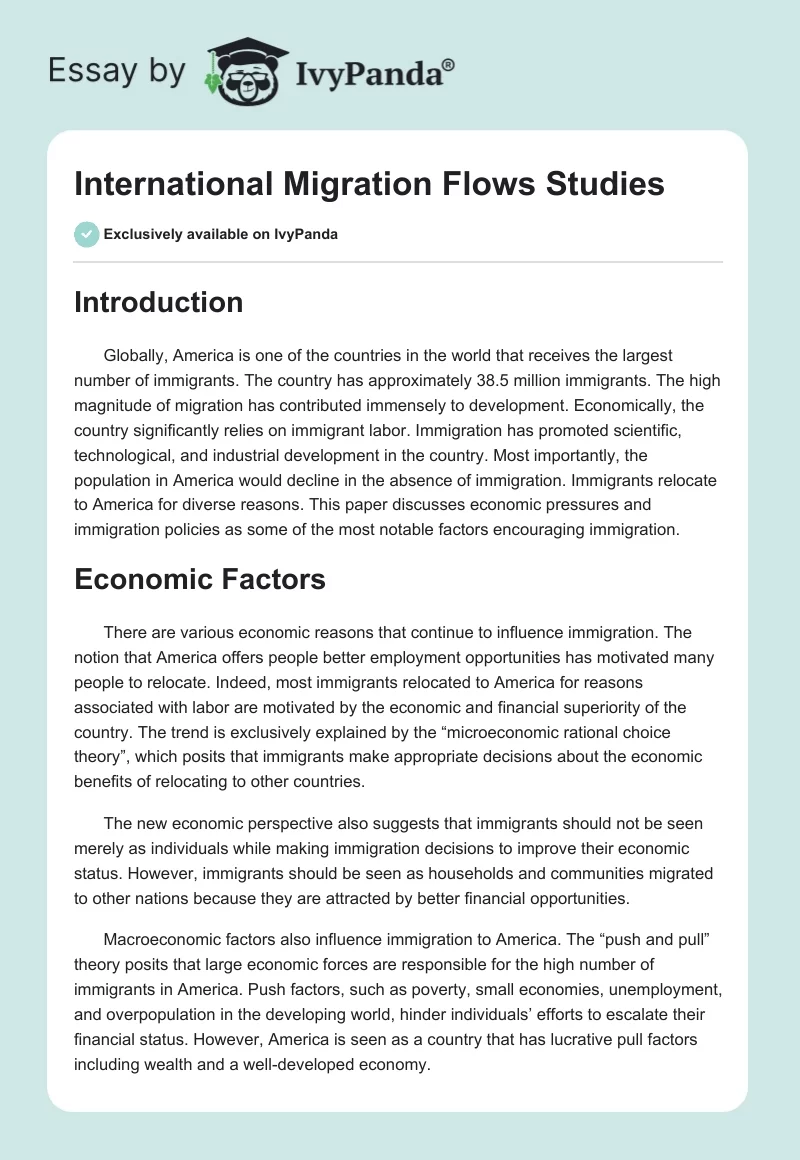 International Migration Flows Studies. Page 1
