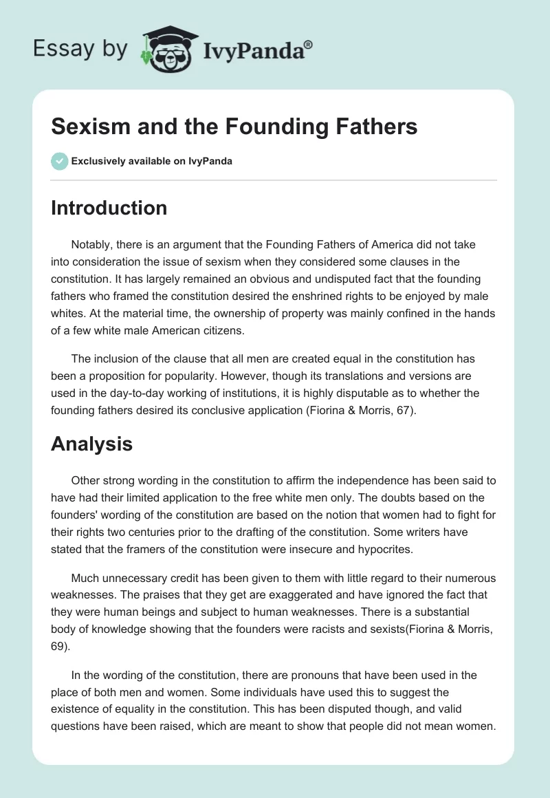 Sexism and the Founding Fathers. Page 1