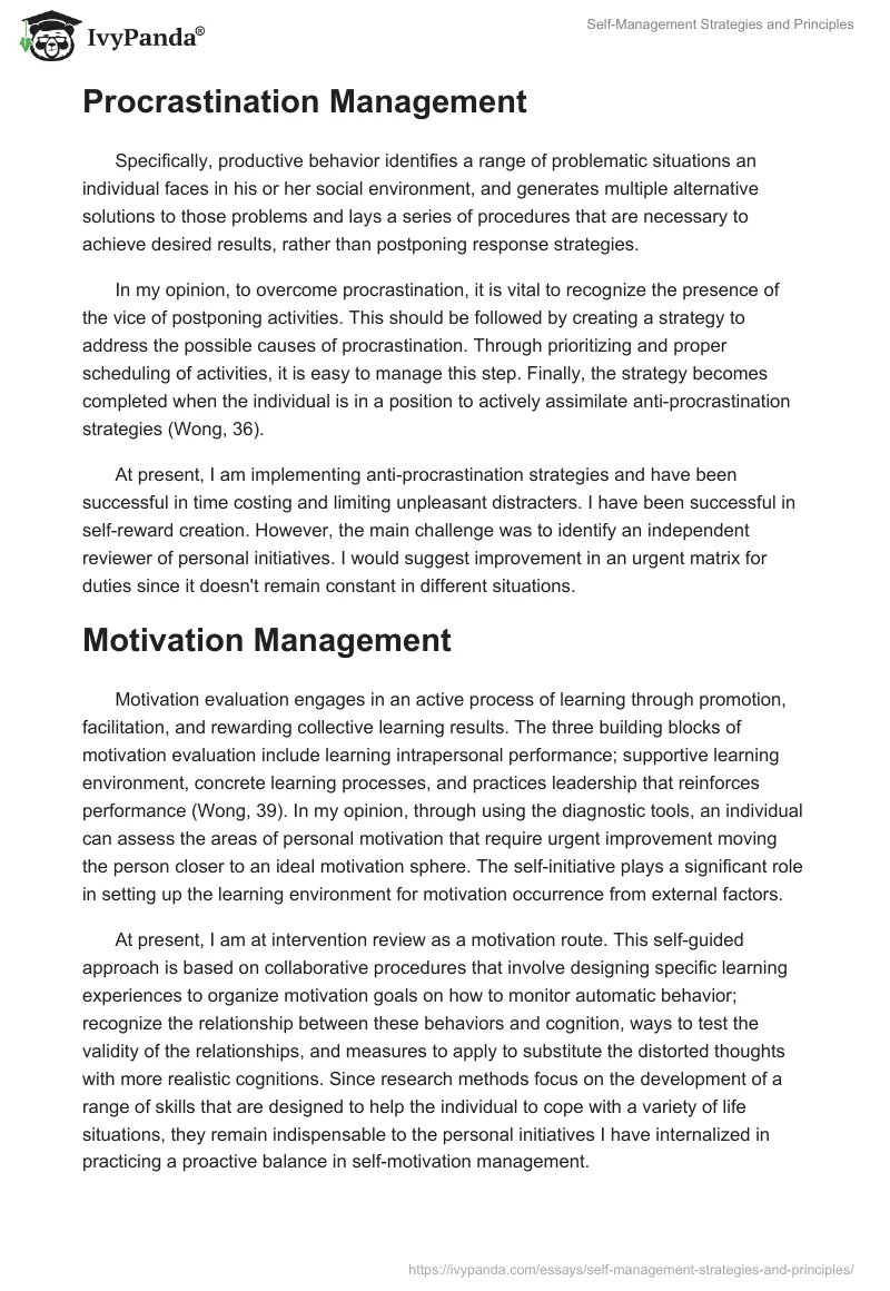 Self-Management Strategies and Principles. Page 2