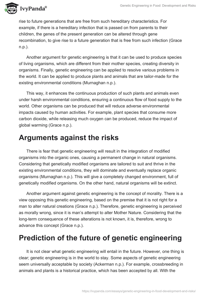 Genetic Engineering in Food: Development and Risks. Page 3