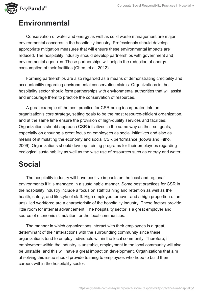 Corporate Social Responsibility Practices in Hospitality. Page 2