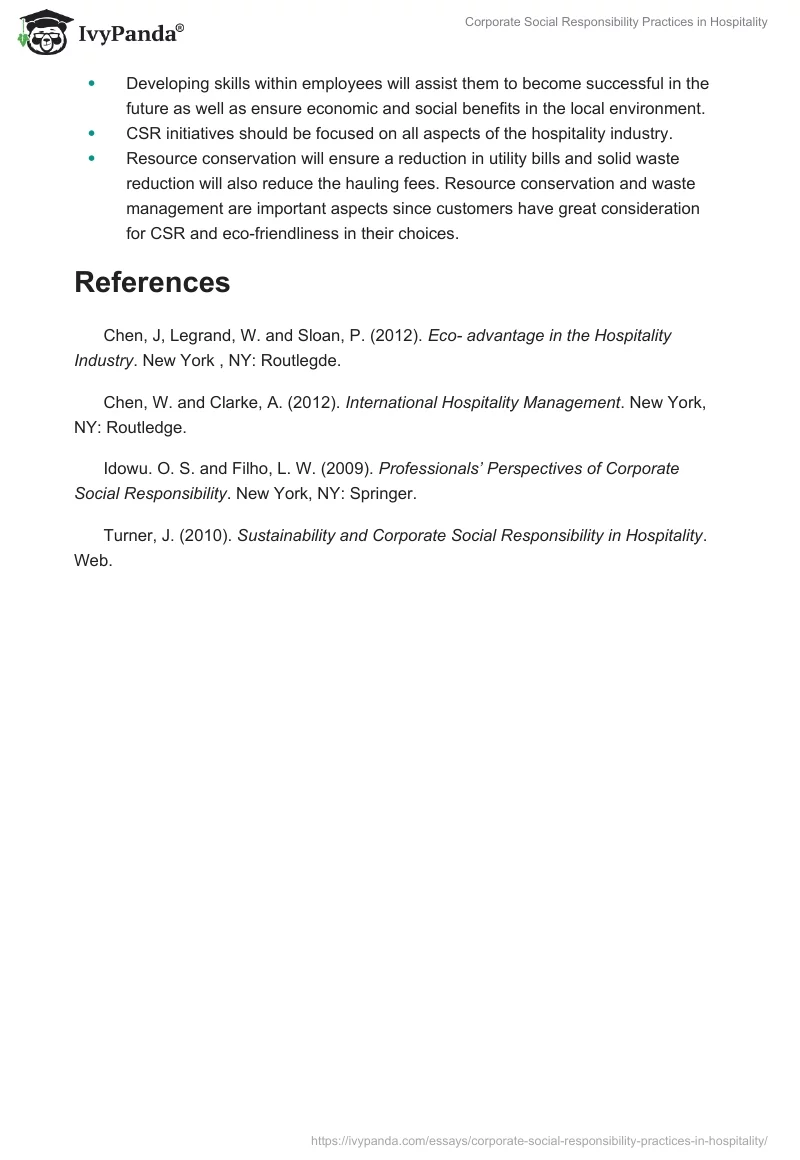 Corporate Social Responsibility Practices in Hospitality. Page 4