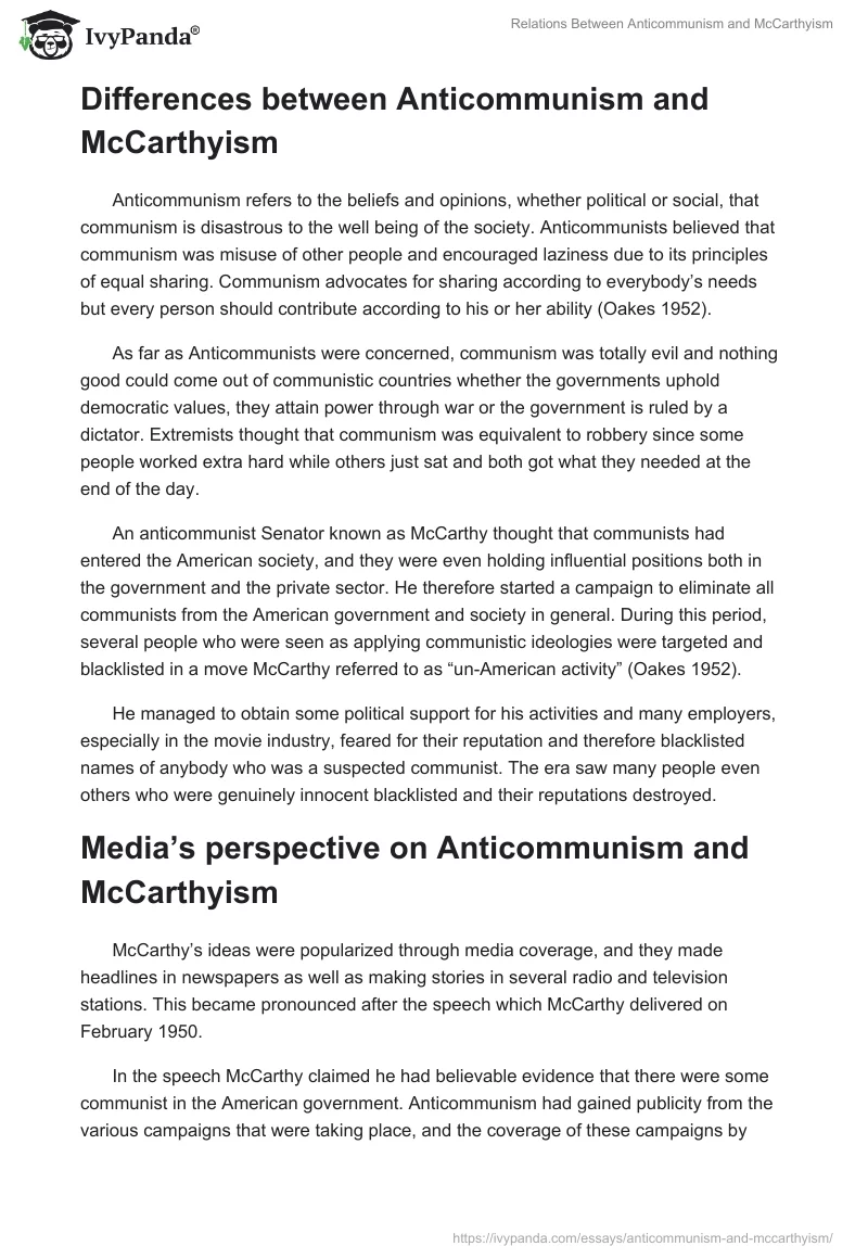 Relations Between Anticommunism and McCarthyism. Page 2