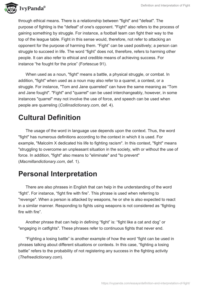 Definition and Interpretation of "Fight". Page 2