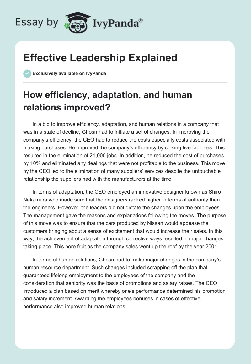 Effective Leadership Explained. Page 1