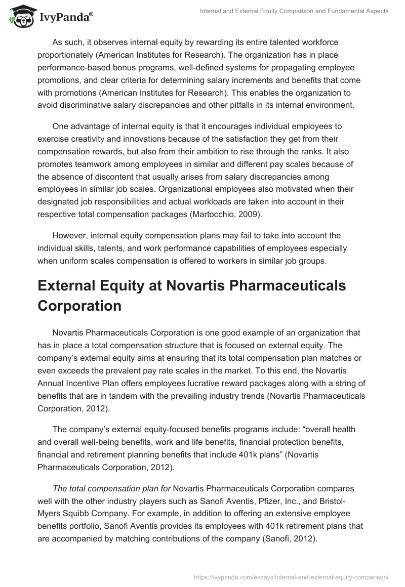 Internal and External Equity Comparison and Fundamental Aspects. Page 2