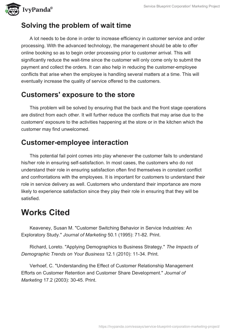 Service Blueprint Corporation' Marketing Project. Page 5