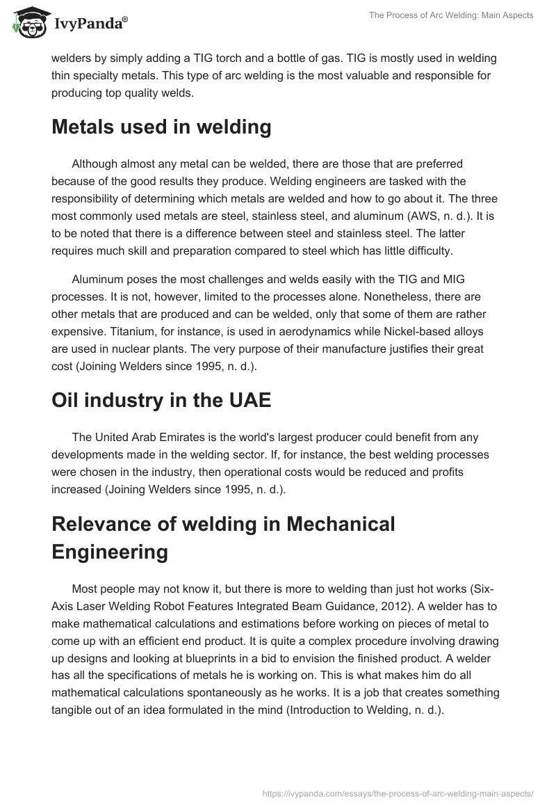 The Process of Arc Welding: Main Aspects. Page 3