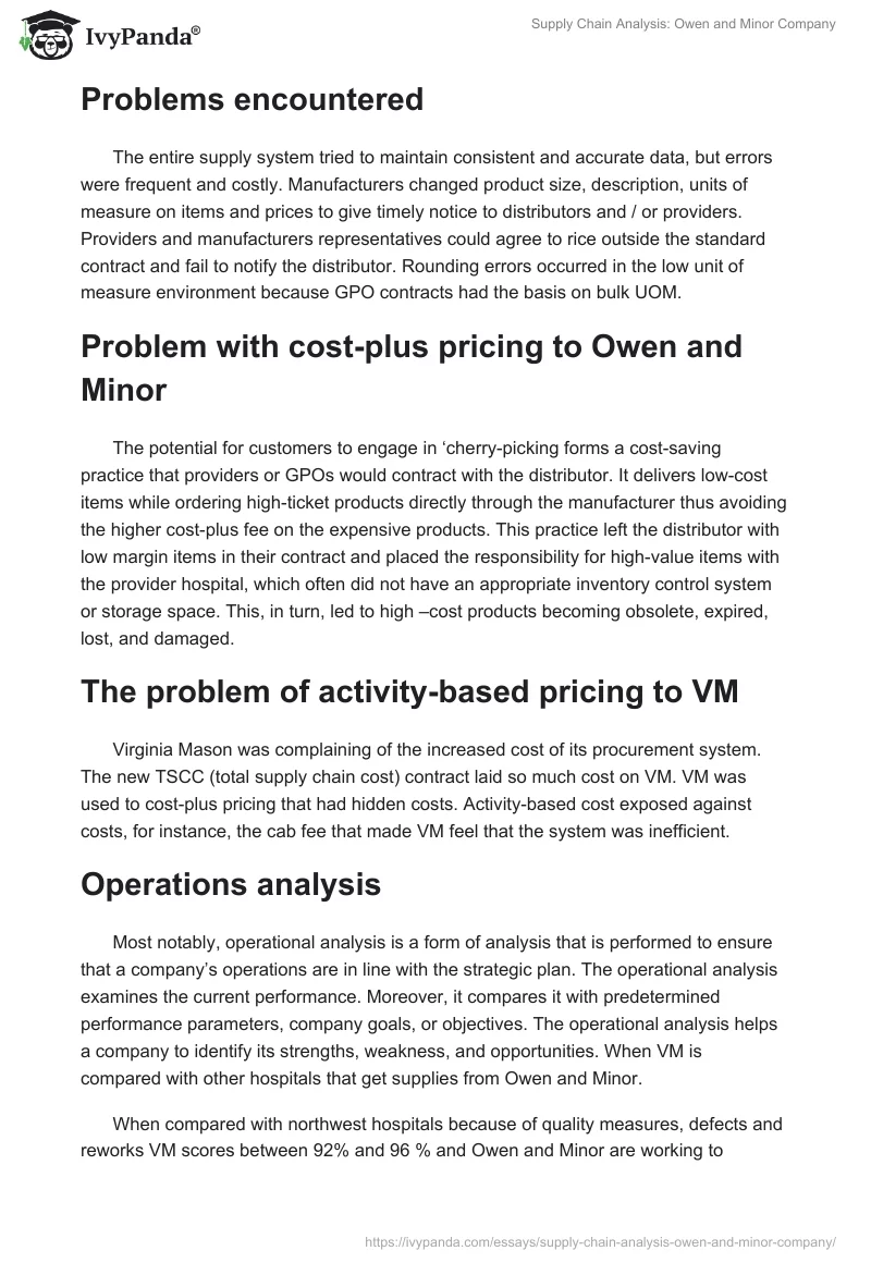 Supply Chain Analysis: Owen and Minor Company. Page 2