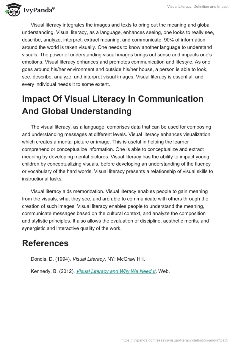 Visual Literacy: Definition and Impact. Page 2