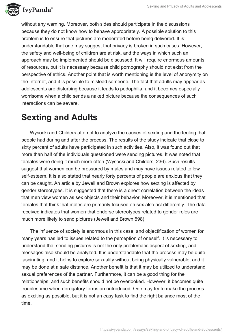 Sexting and Privacy of Adults and Adolescents. Page 3