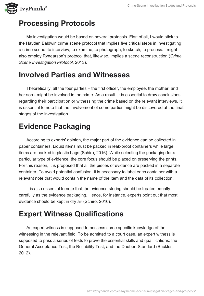 Crime Scene Investigation Stages and Protocols. Page 2