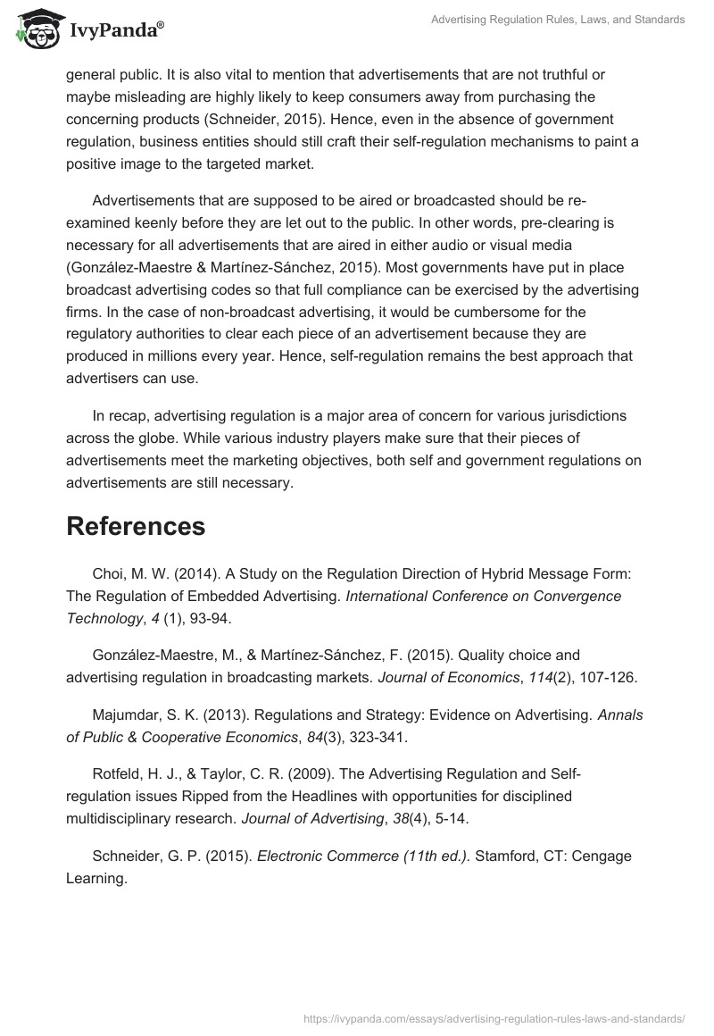 Advertising Regulation Rules, Laws, and Standards. Page 3