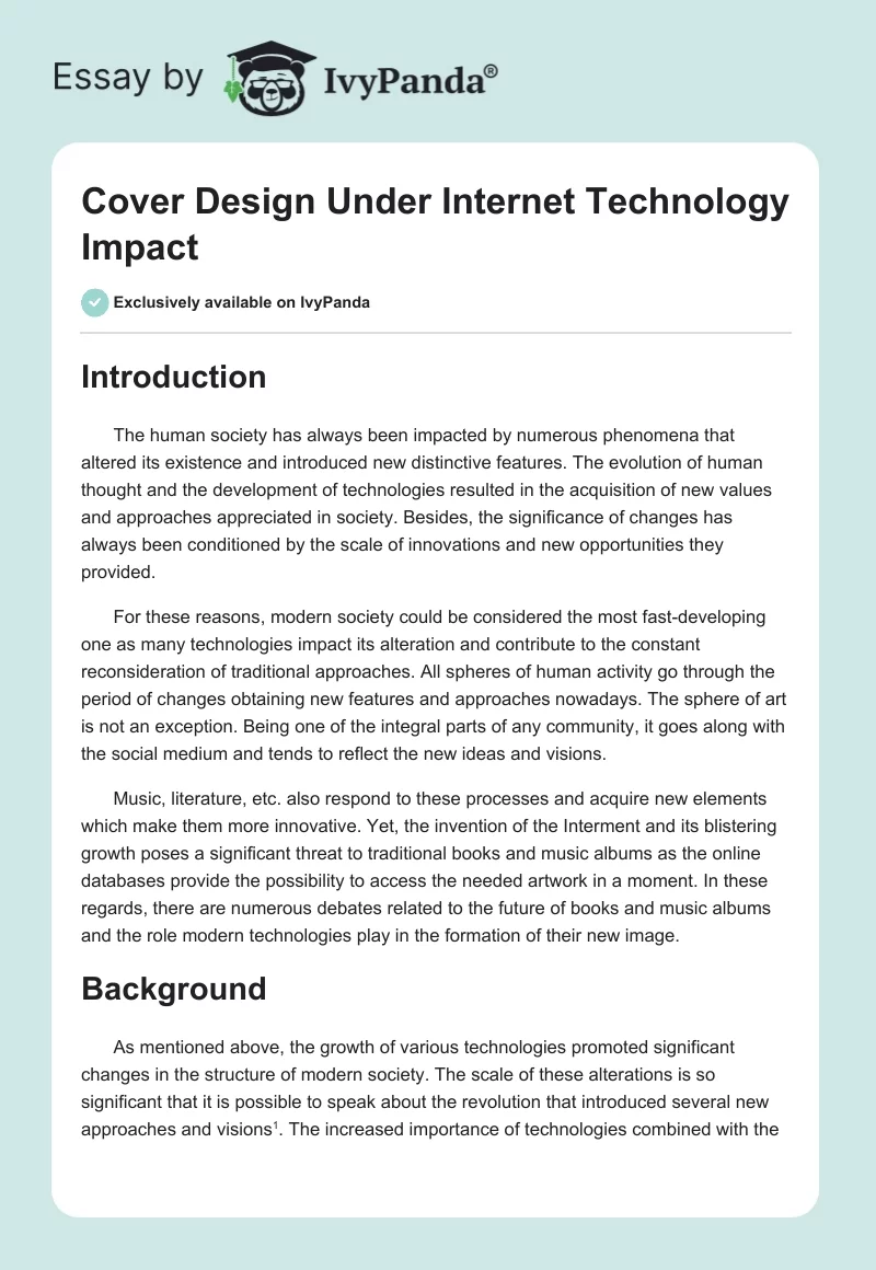 Cover Design Under Internet Technology Impact. Page 1