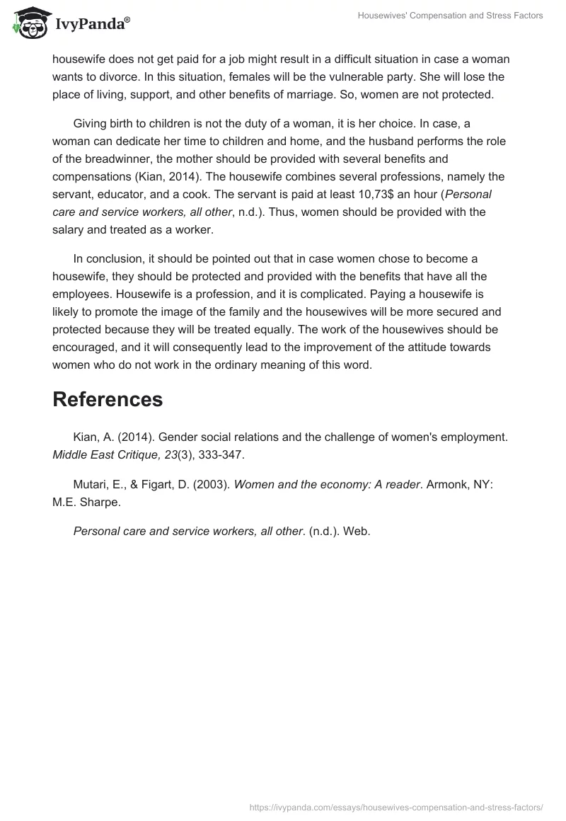 Housewives' Compensation and Stress Factors. Page 2