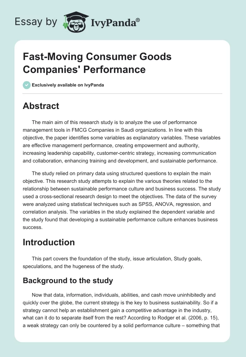 Fast-Moving Consumer Goods Companies' Performance. Page 1