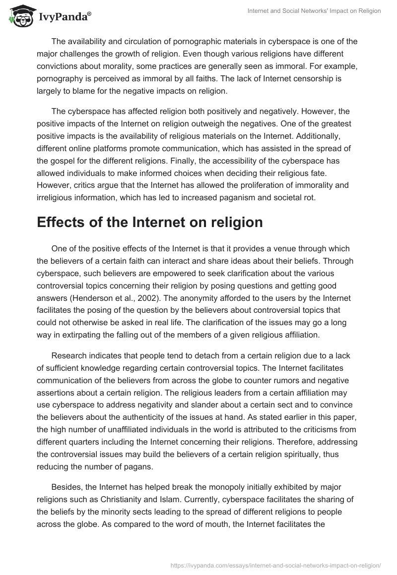 Internet and Social Networks' Impact on Religion. Page 5