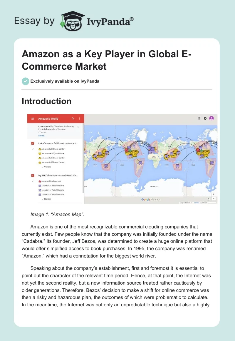 Amazon as a Key Player in Global E-Commerce Market. Page 1