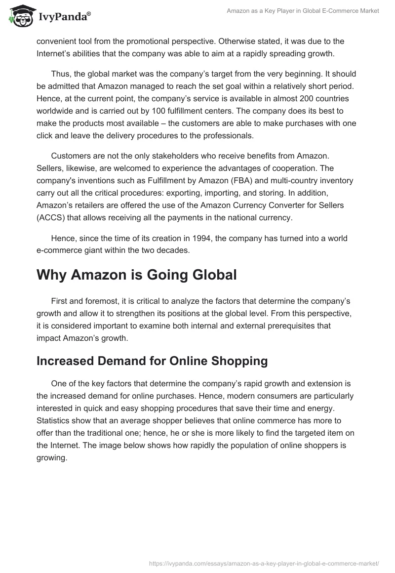 Amazon as a Key Player in Global E-Commerce Market. Page 2