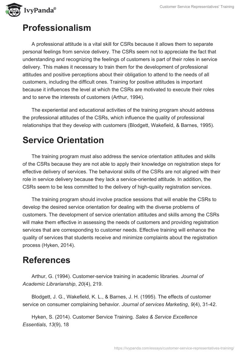 Customer Service Representatives' Training. Page 2