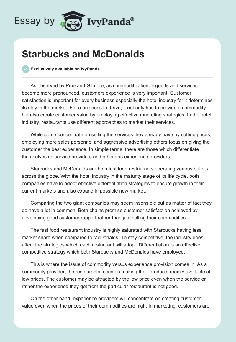 Starbucks and McDonalds. Page 1