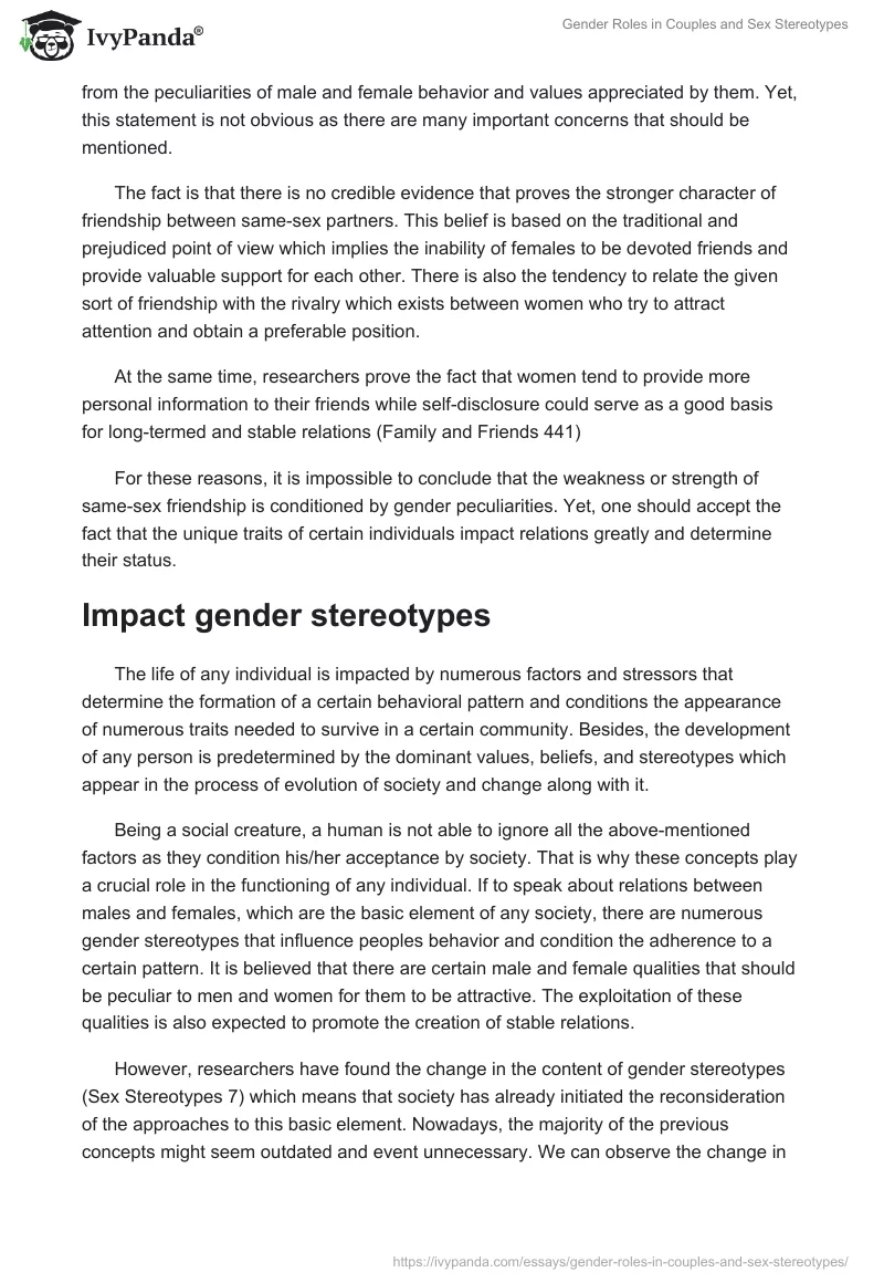 Gender Roles in Couples and Sex Stereotypes. Page 3