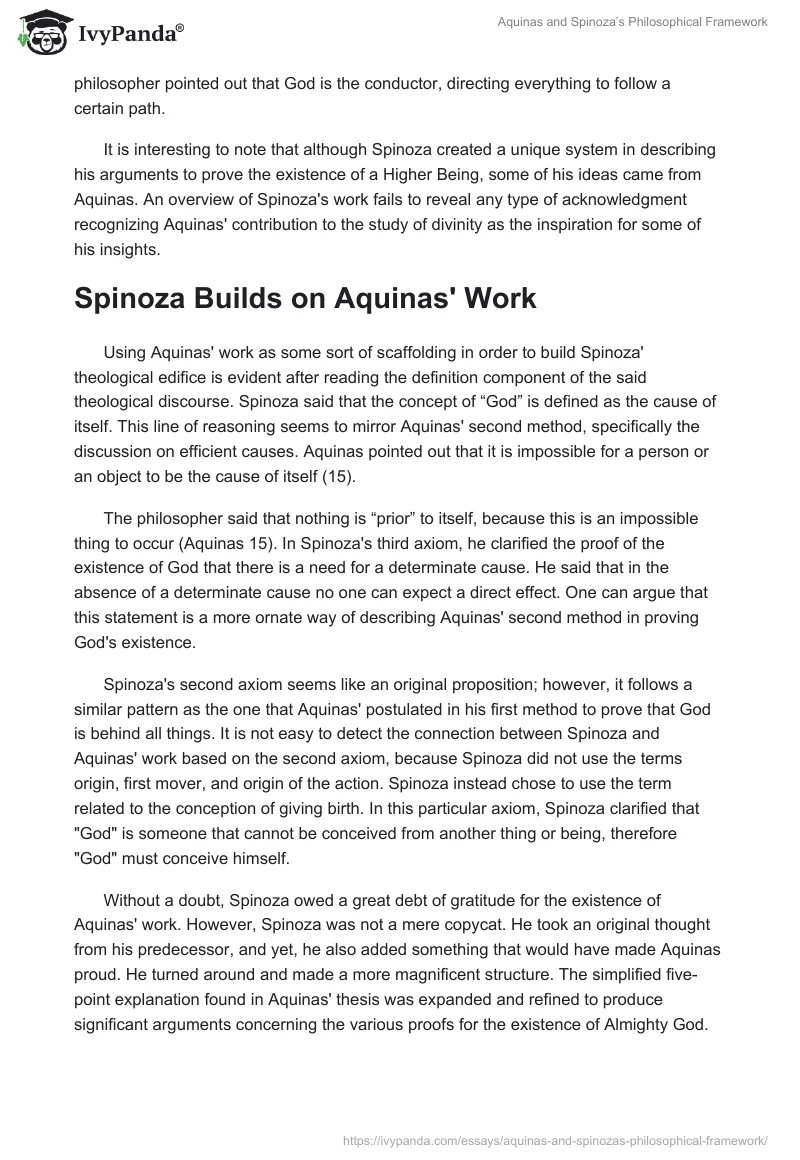 Aquinas and Spinoza’s Philosophical Framework. Page 2