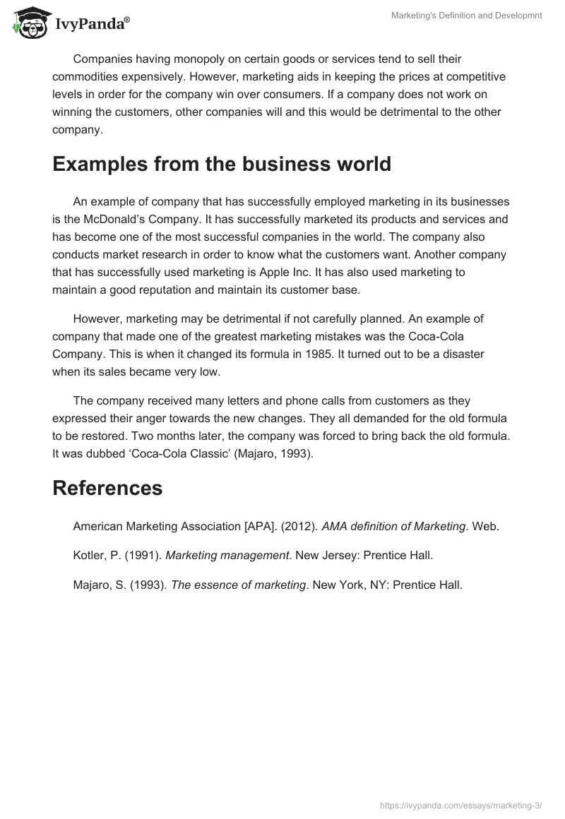 Marketing's Definition and Developmnt. Page 3