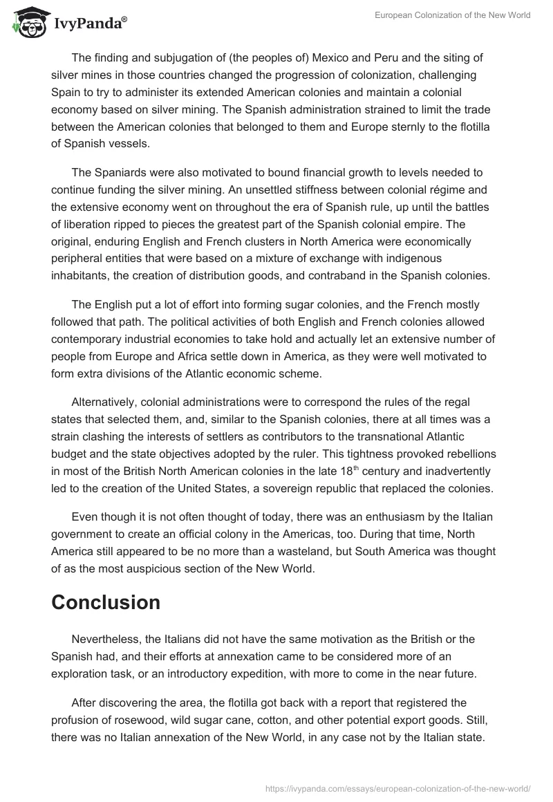 European Colonization of the New World. Page 2