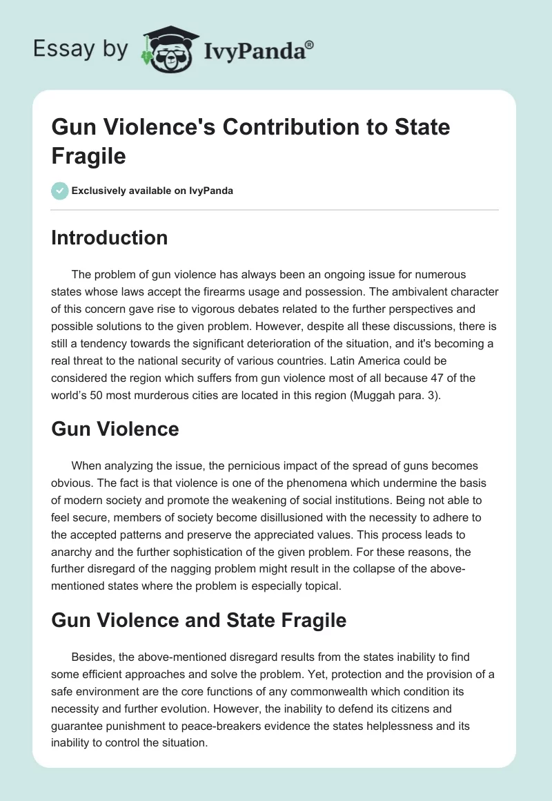 Gun Violence's Contribution to State Fragile. Page 1