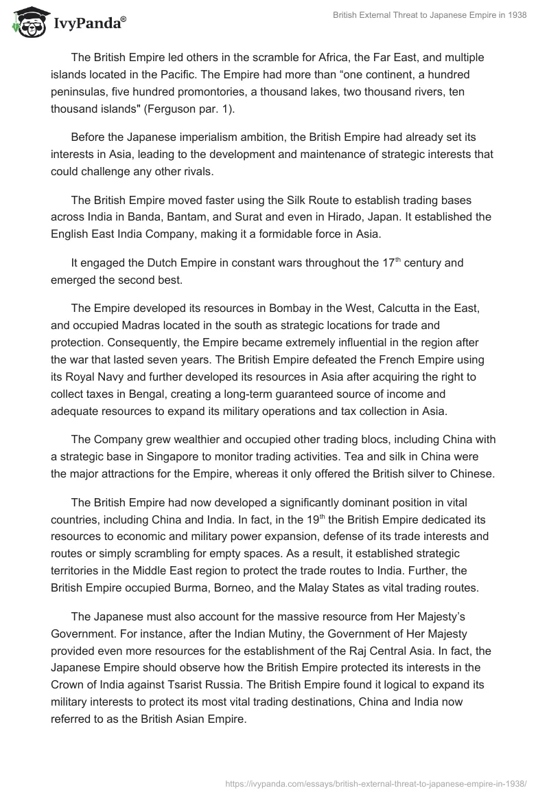 British External Threat to Japanese Empire in 1938. Page 2