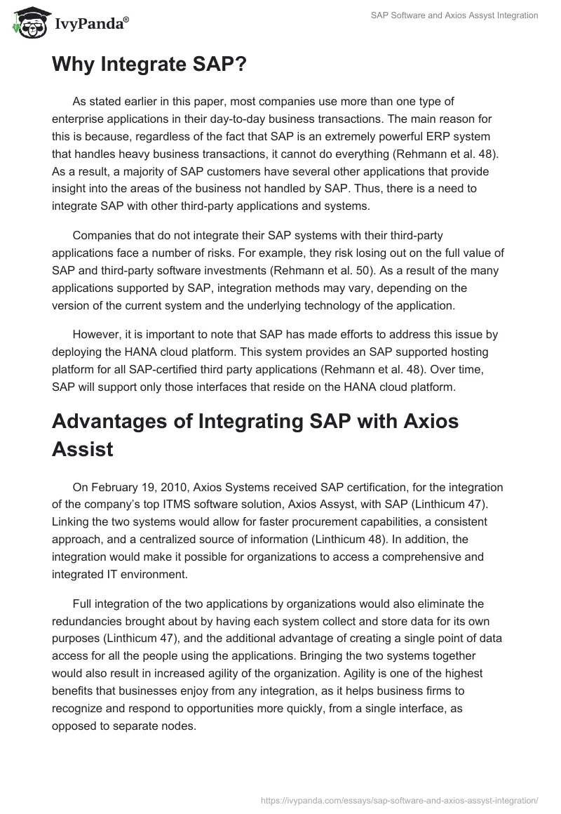 SAP Software and Axios Assyst Integration. Page 3