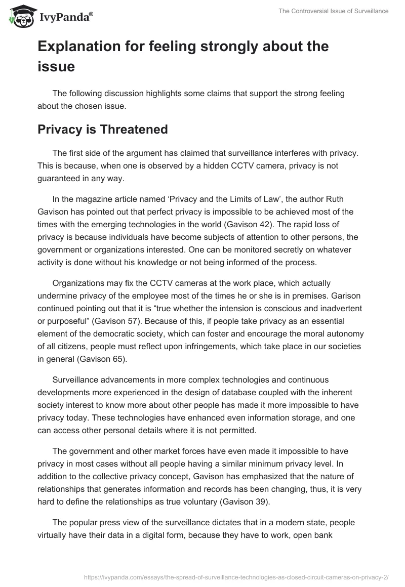 The Controversial Issue of Surveillance. Page 2