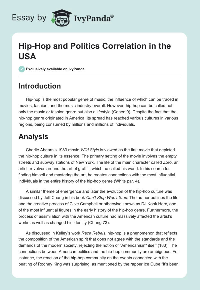 Hip-Hop and Politics Correlation in the USA. Page 1