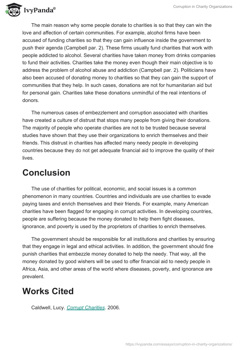 Corruption in Charity Organizations. Page 3