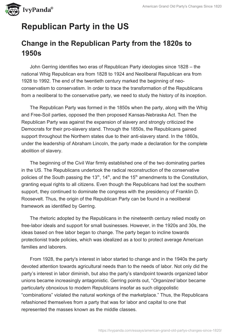 American Grand Old Party's Changes Since 1820. Page 2