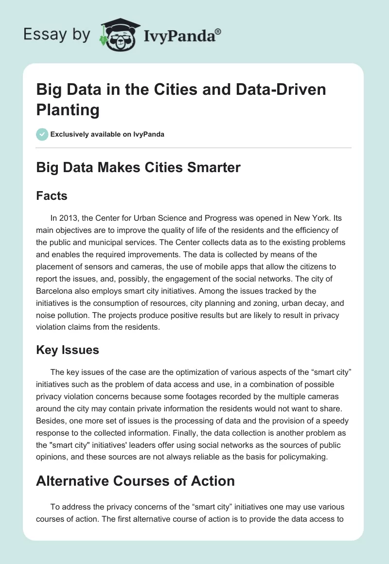Big Data in the Cities and Data-Driven Planting. Page 1