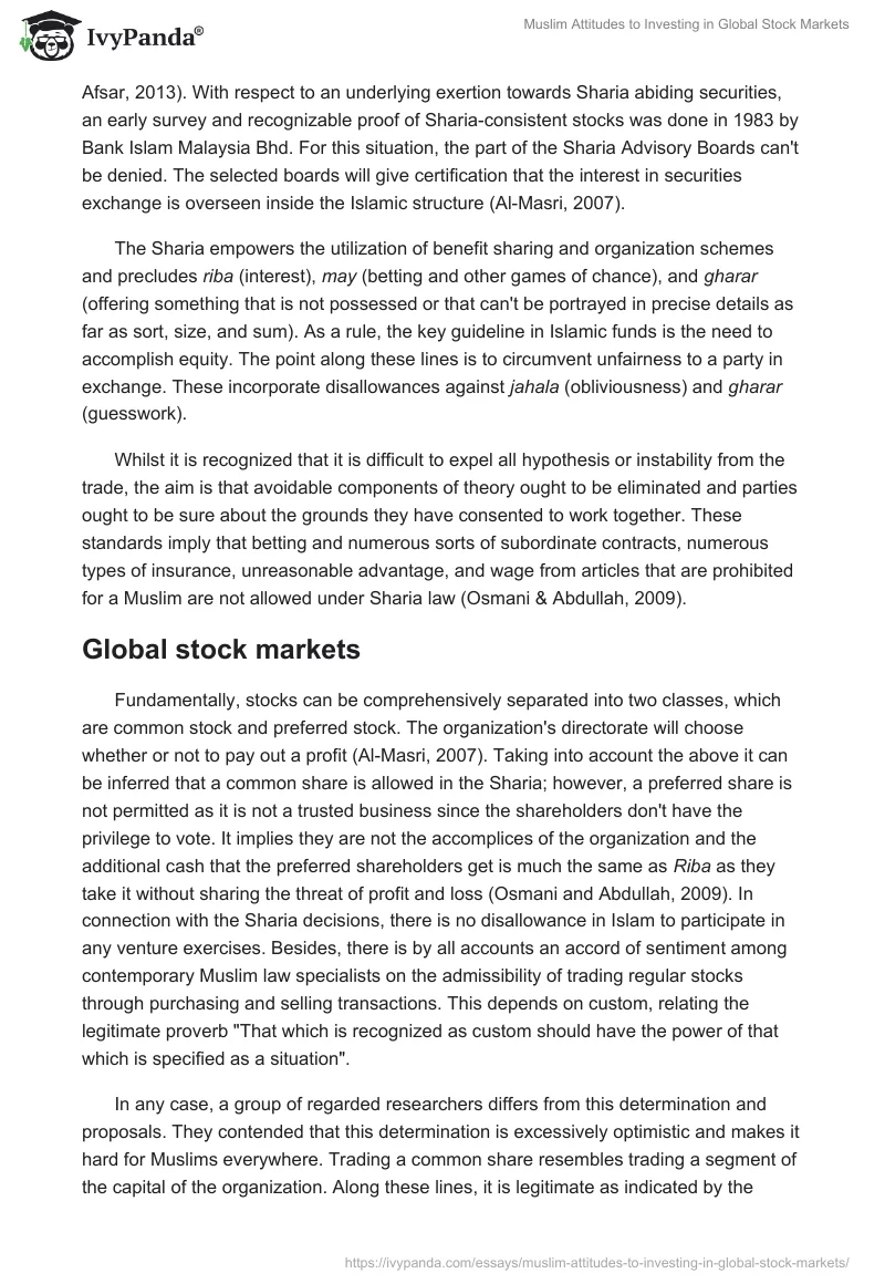 Muslim Attitudes to Investing in Global Stock Markets. Page 5