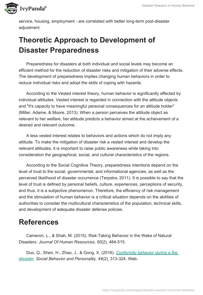Disaster Reaction in Human Behavior. Page 3