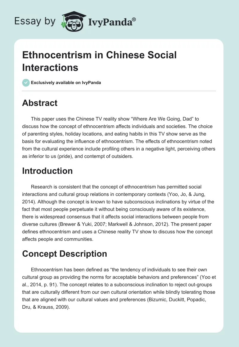 Ethnocentrism in Chinese Social Interactions. Page 1